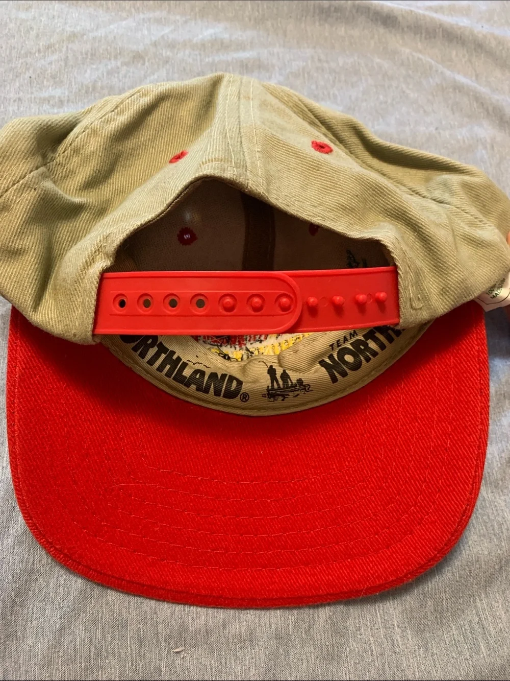 Beige and Red Northland Fishing Tackle Snapback